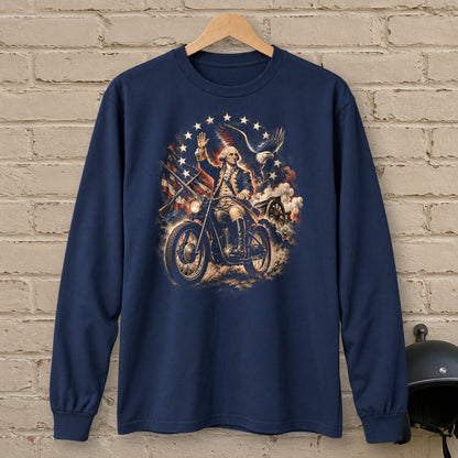George Washington Rolls Out Long Sleeve T-Shirt - Navy - brick
