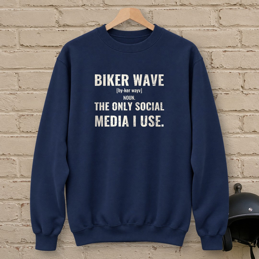 Biker Wave Crewneck Sweatshirt - Navy - brick