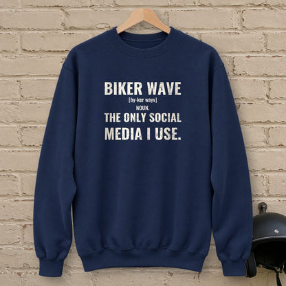 Biker Wave Crewneck Sweatshirt - Navy - brick