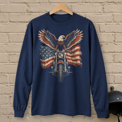Eagle on the Handlebars Long Sleeve T-Shirt - Navy - brick