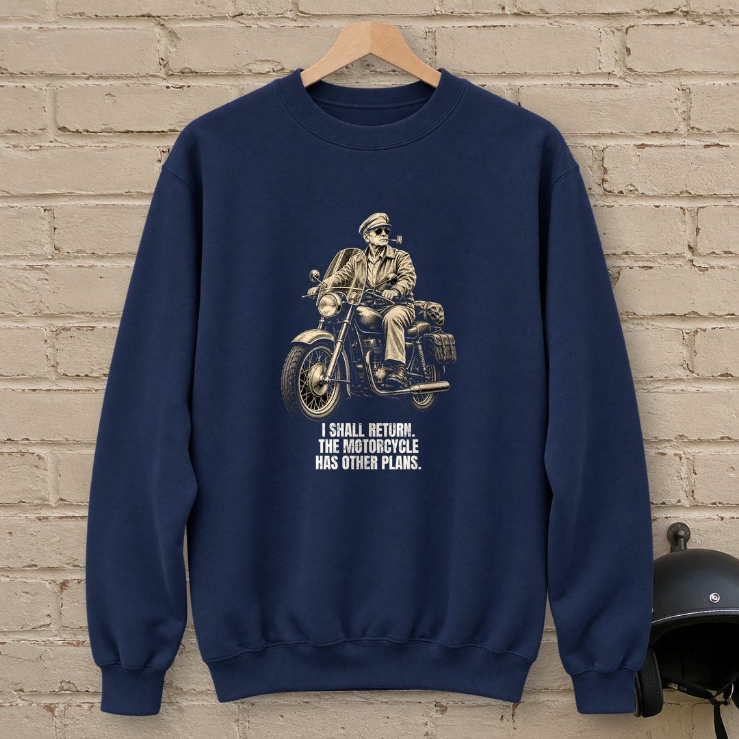 Douglas MacArthur Motorcycle Has Other Plans Crewneck Sweatshirt - Navy - brick