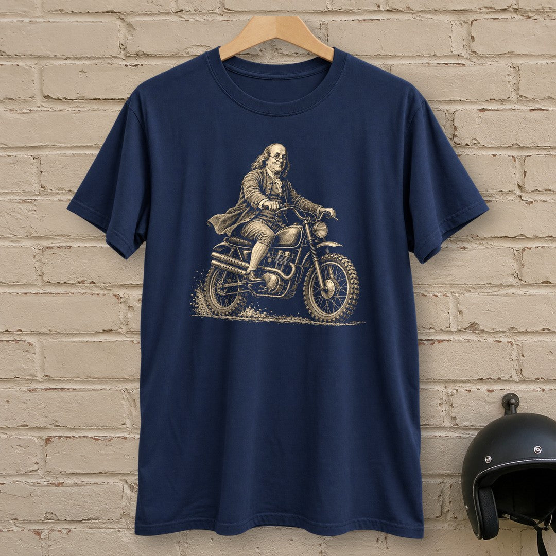 Benjamin Franklin on the Dirt T-Shirt - Navy - brick