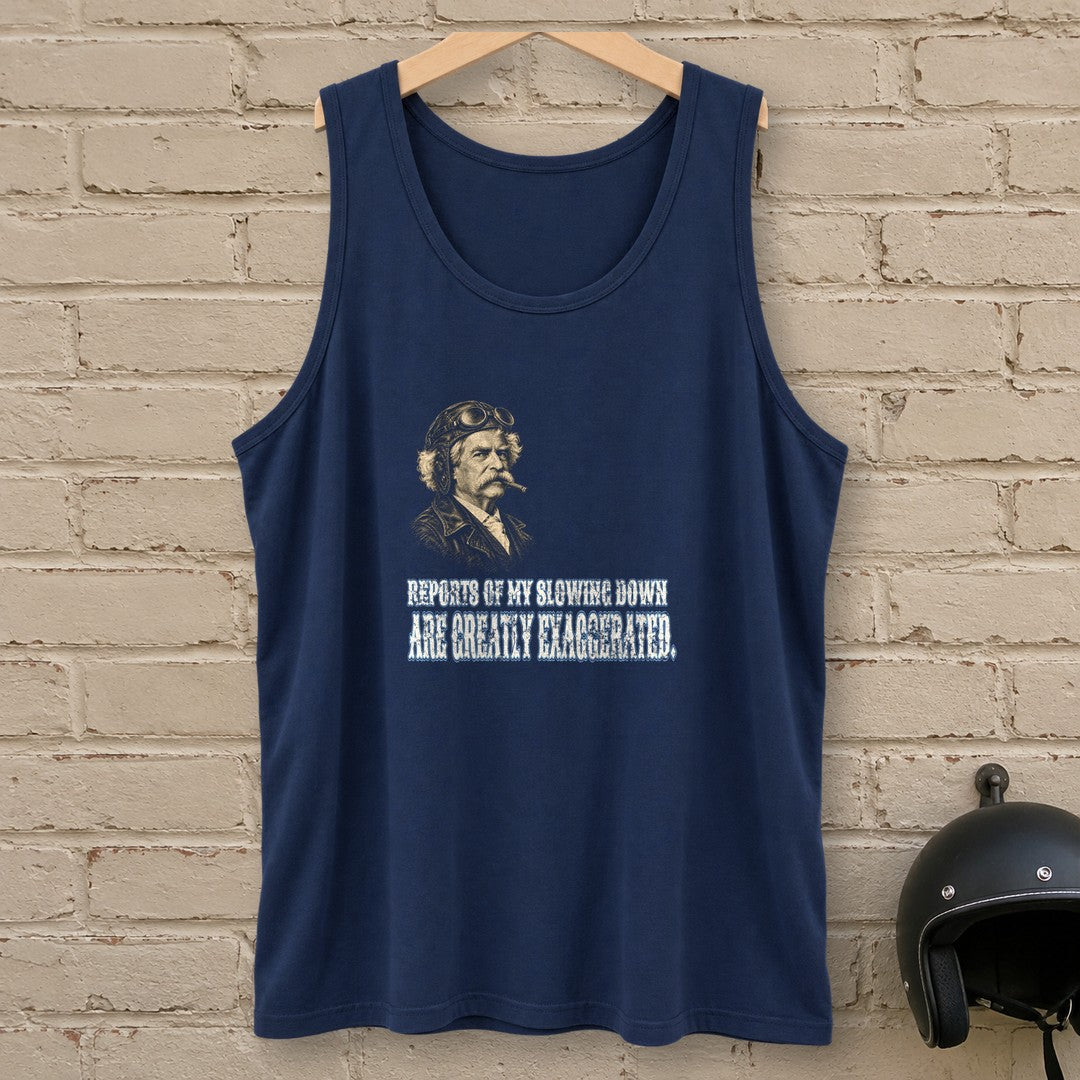 Mark Twain Not Slowing Down Tank Top - Navy - brick