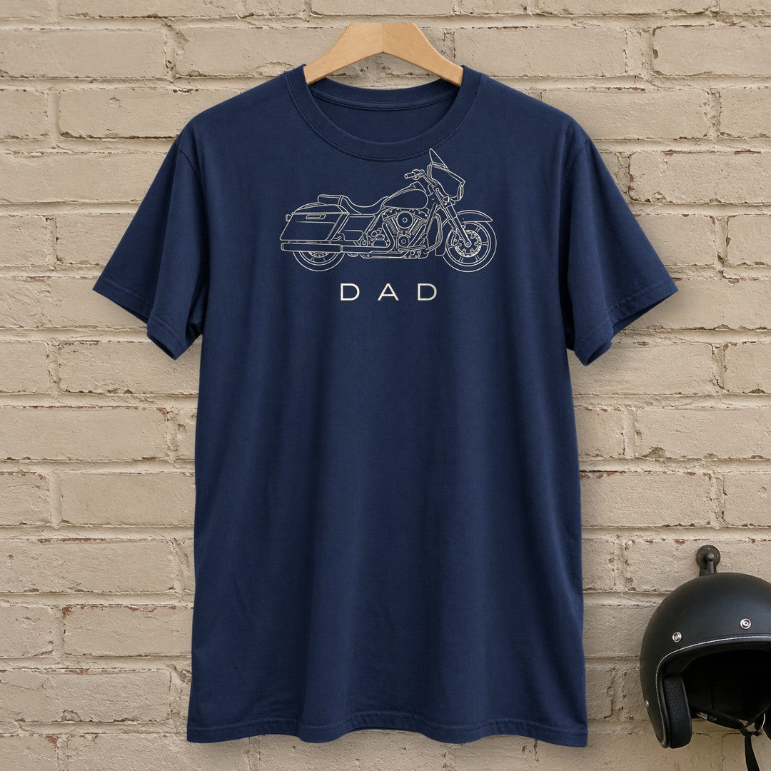 Biker Dad T-Shirt - Navy - brick