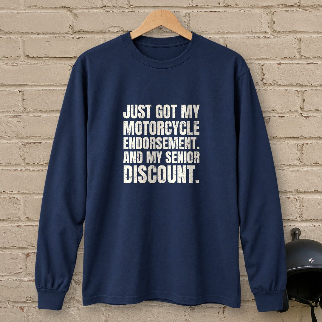 Senior Discount Rider Long Sleeve T-Shirt - Navy - brick