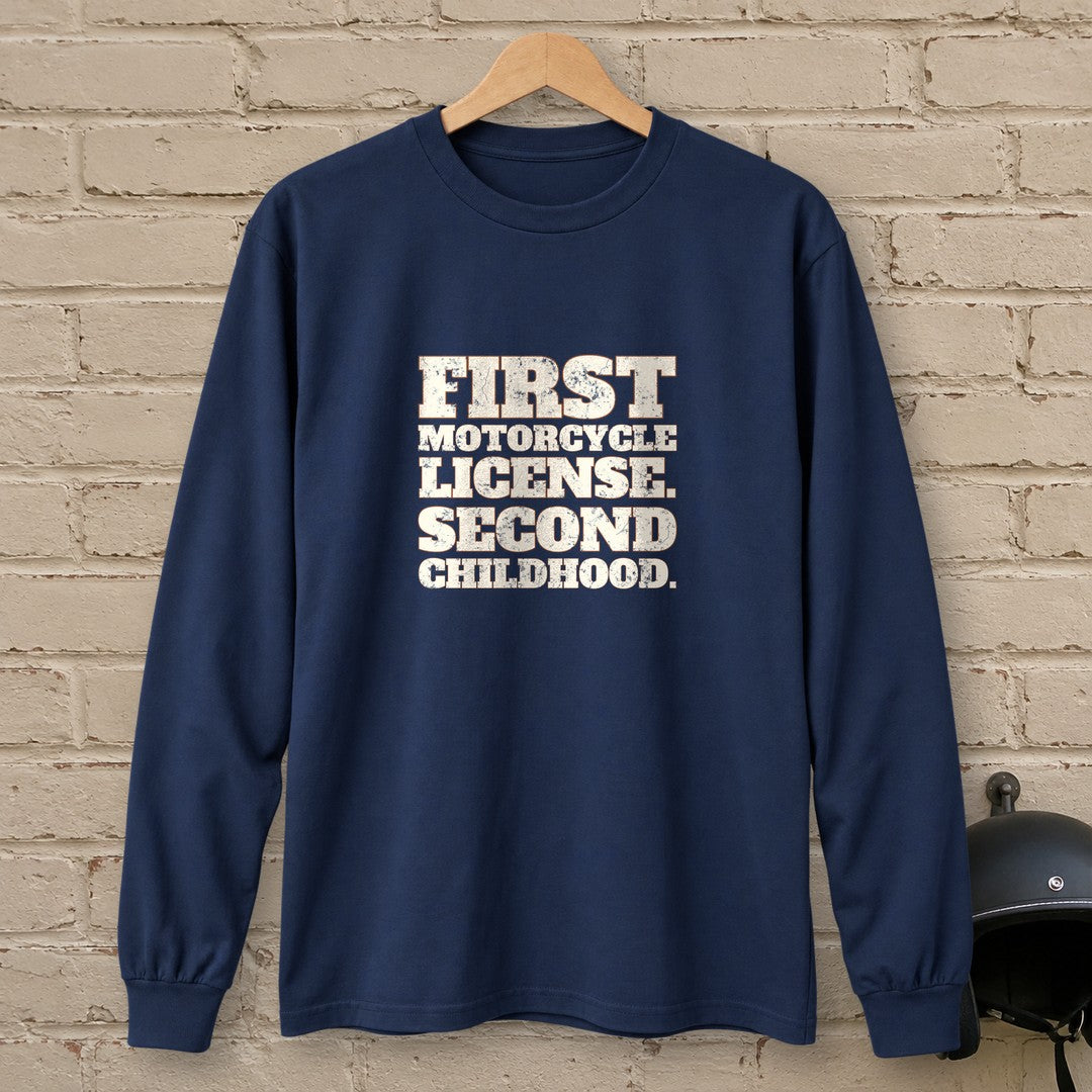 Second Childhood Long Sleeve T-Shirt - Navy - brick