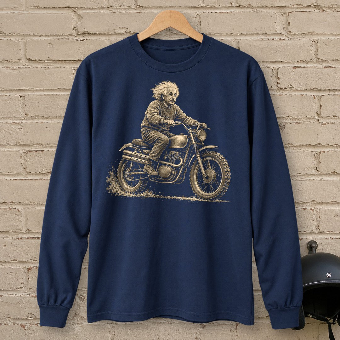Albert Einstein Scrambler Long Sleeve T-Shirt - Navy - brick