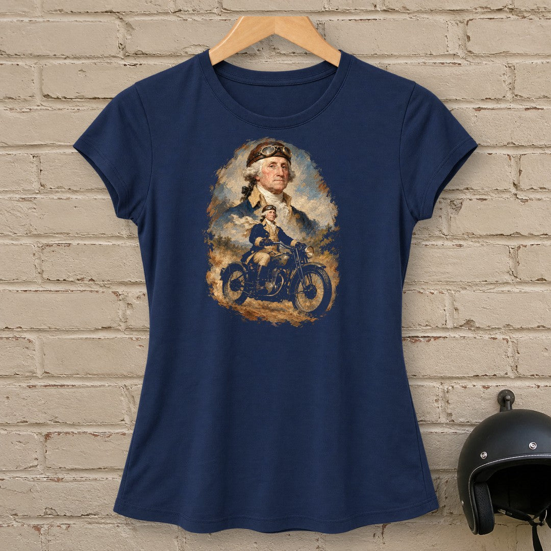 George Washington Goggles Portrait Women's T-Shirt - Navy - brick