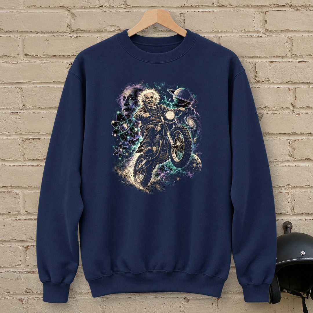 Albert Einstein Space Scrambler Crewneck Sweatshirt - Navy - brick