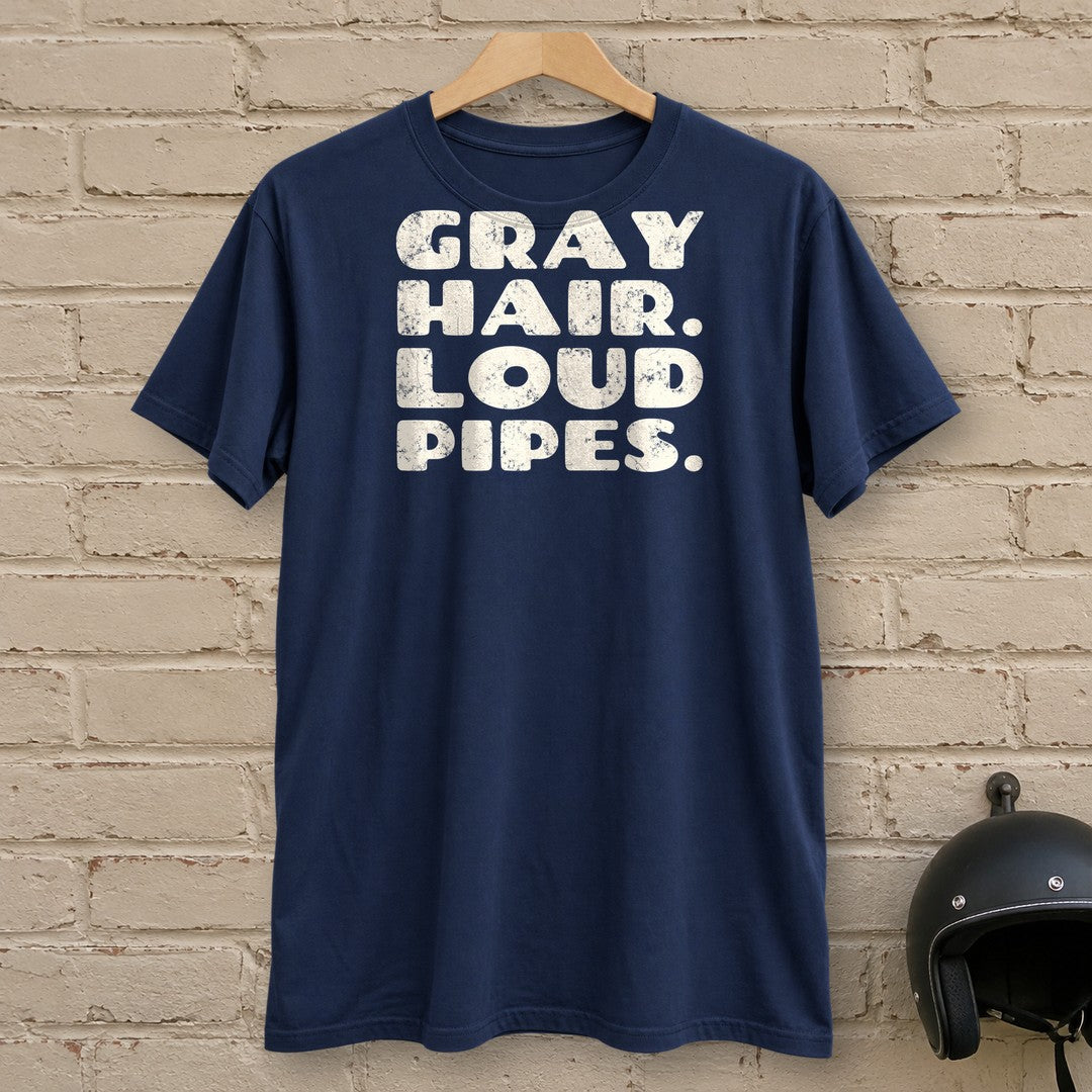Gray Hair Loud Pipes T-Shirt - Navy - brick
