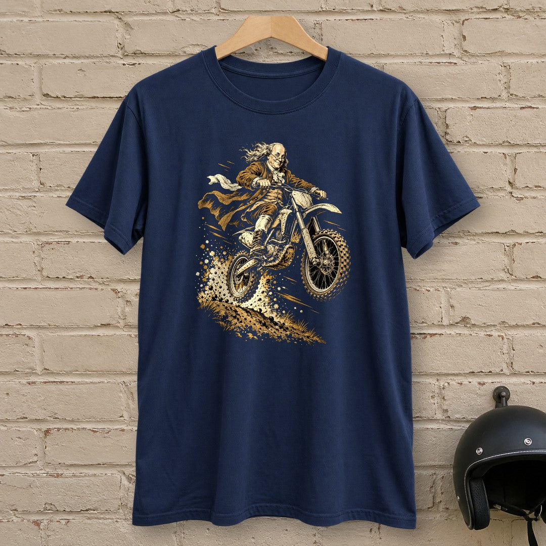 Benjamin Franklin Dirt Jump T-Shirt - Navy - brick