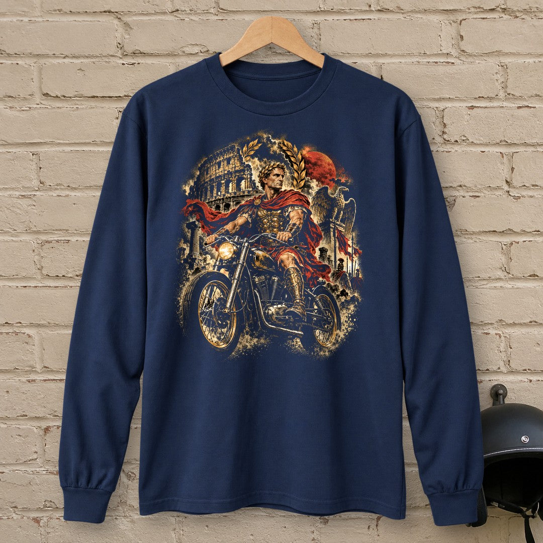 Julius Caesar Rides Rome Long Sleeve T-Shirt - Navy - brick