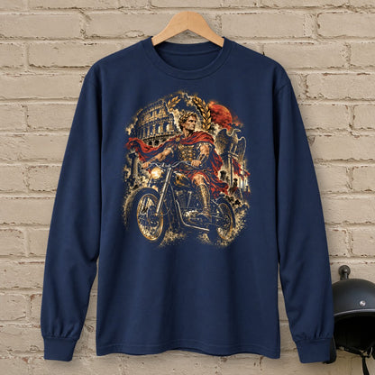 Julius Caesar Rides Rome Long Sleeve T-Shirt - Navy - brick