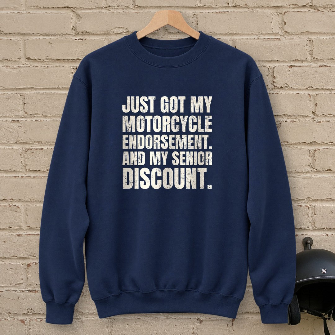Senior Discount Rider Crewneck Sweatshirt - Navy - brick