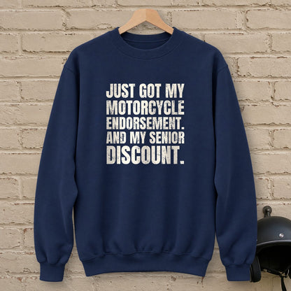 Senior Discount Rider Crewneck Sweatshirt - Navy - brick