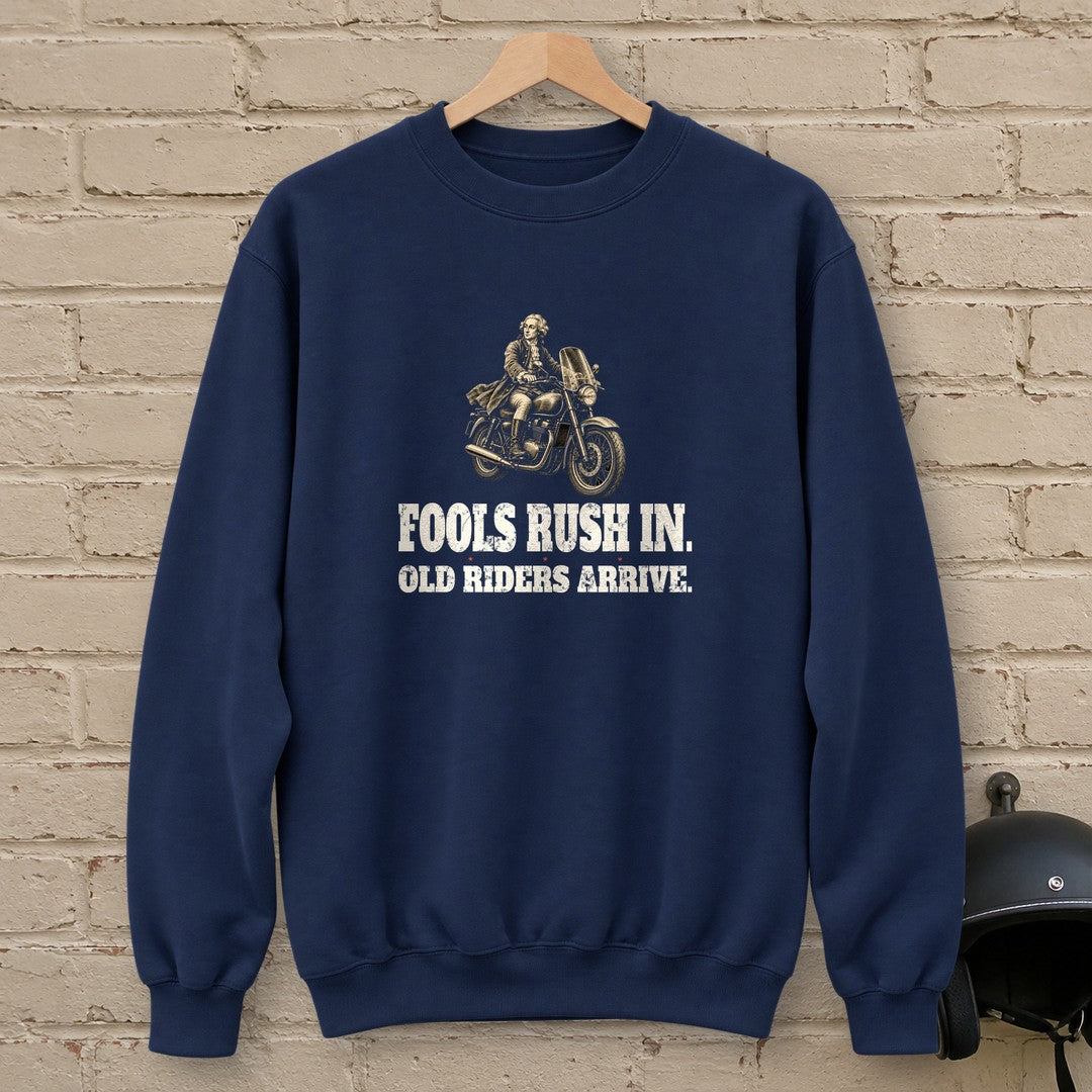 Alexander Pope Old Riders Arrive Crewneck Sweatshirt - Navy - brick