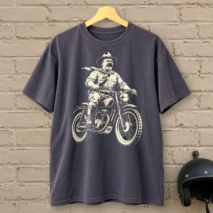 Theodore Roosevelt Laughing Scrambler Premium T-Shirt - Navy - brick