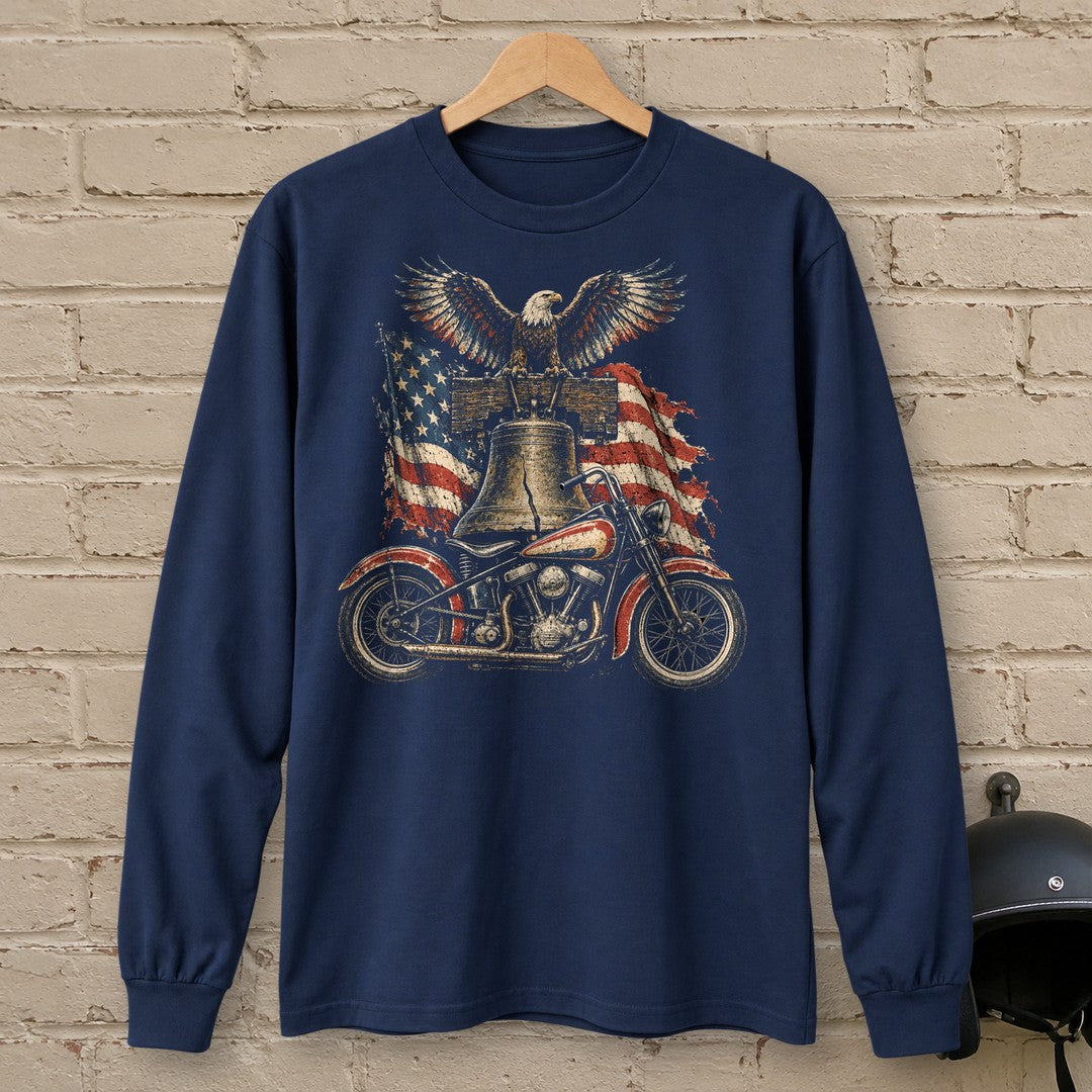 Liberty Bell Ride Long Sleeve T-Shirt - Navy - brick