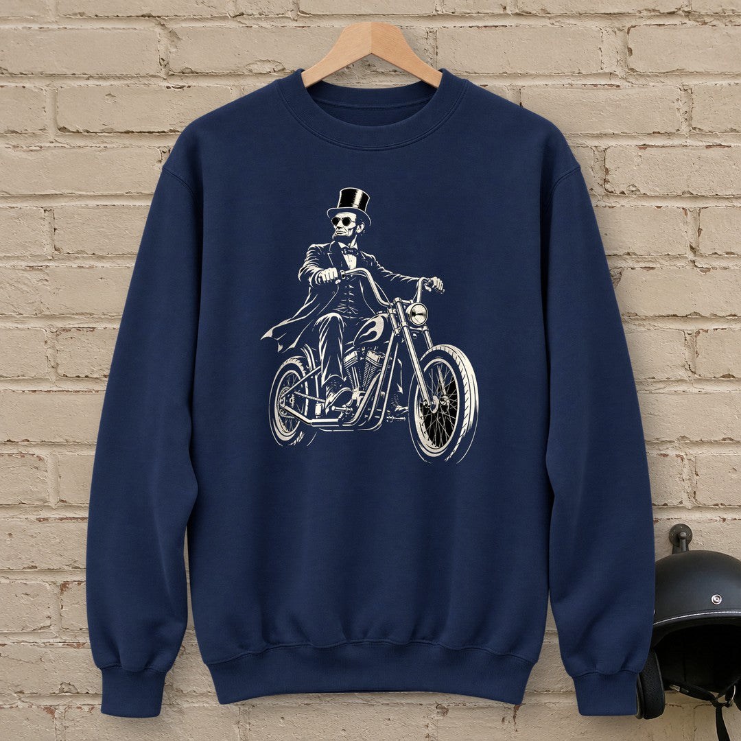 Abraham Lincoln Chopper Shades Crewneck Sweatshirt - Navy - brick
