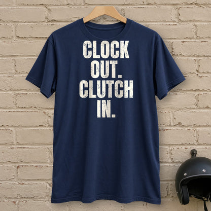 Clock Out Clutch In T-Shirt - Navy - brick