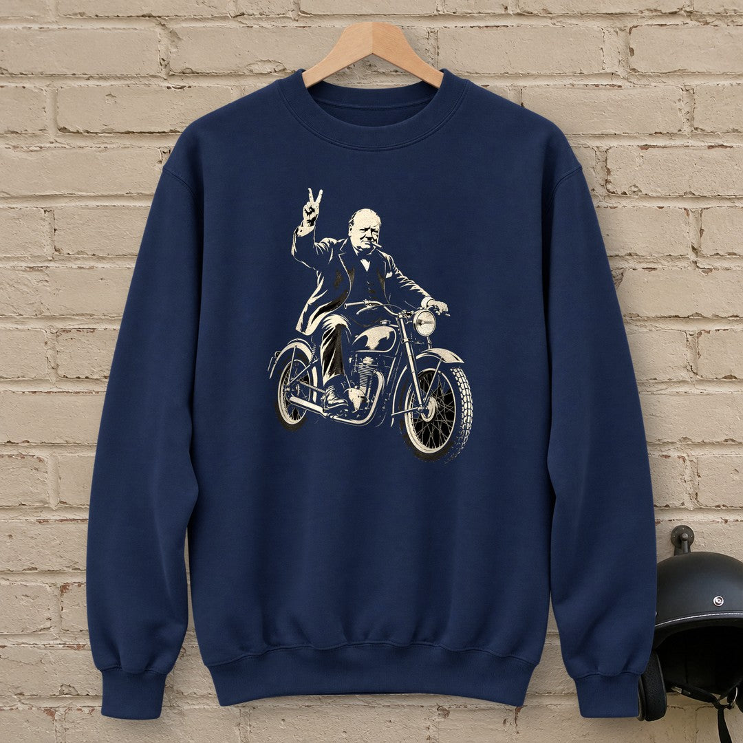 Winston Churchill Victory Ride Crewneck Sweatshirt - Navy - brick