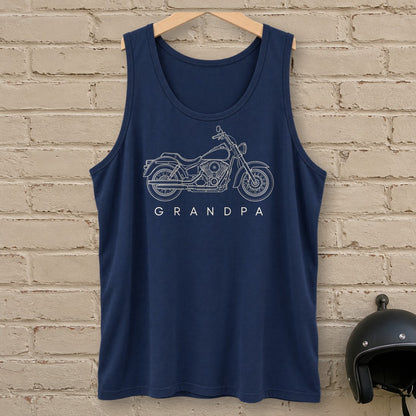 Biker Grandpa Tank Top - Navy - brick