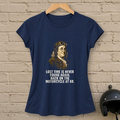 Benjamin Franklin Back On At 60 Women's T-Shirt - Navy - brick