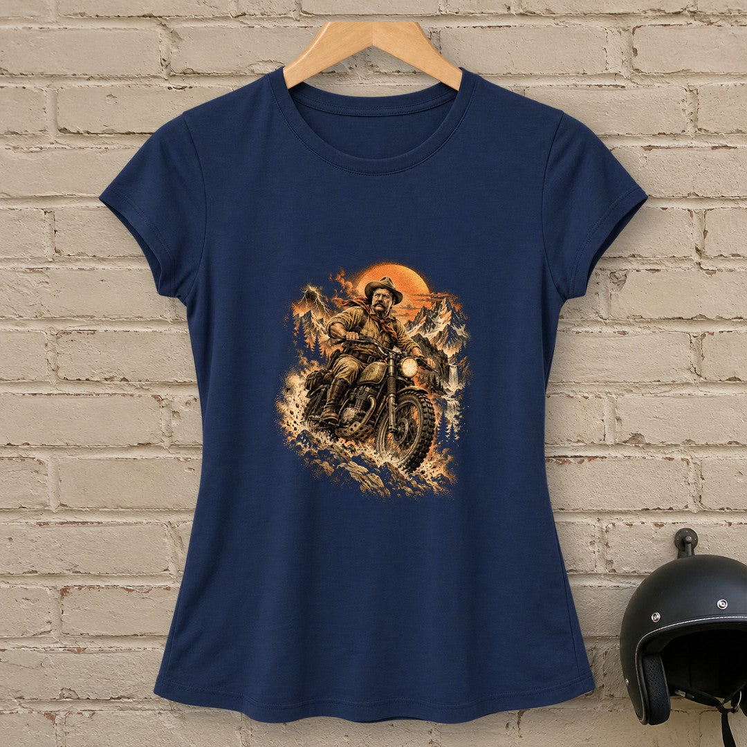 Theodore Roosevelt Mountain Trail Women's T-Shirt - Navy - brick