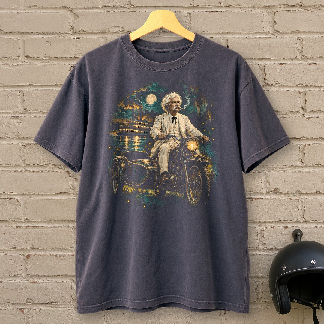 Mark Twain Sidecar Evening Premium T-Shirt - Navy - brick