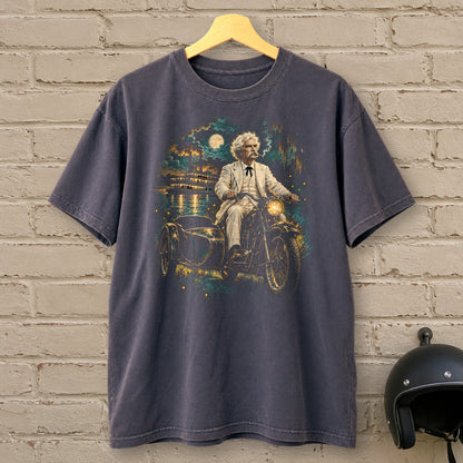 Mark Twain Sidecar Evening Premium T-Shirt - Navy - brick