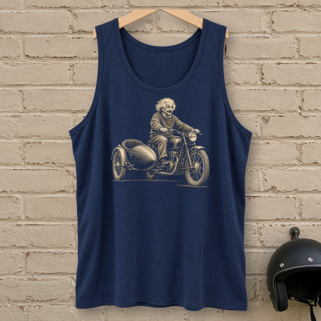 Albert Einstein Relatively Fast Sidecar Tank Top - Navy - brick