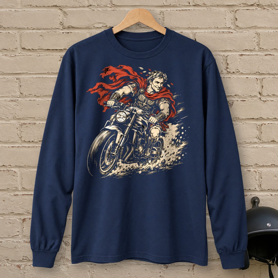Julius Caesar Rides Long Sleeve T-Shirt - Navy - brick