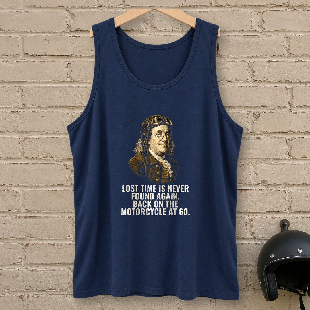 Benjamin Franklin Back On At 60 Tank Top - Navy - brick
