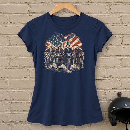 G. Washington, T. Jefferson, A. Lincoln & T. Roosevelt Ride Women's T-Shirt - Navy - brick