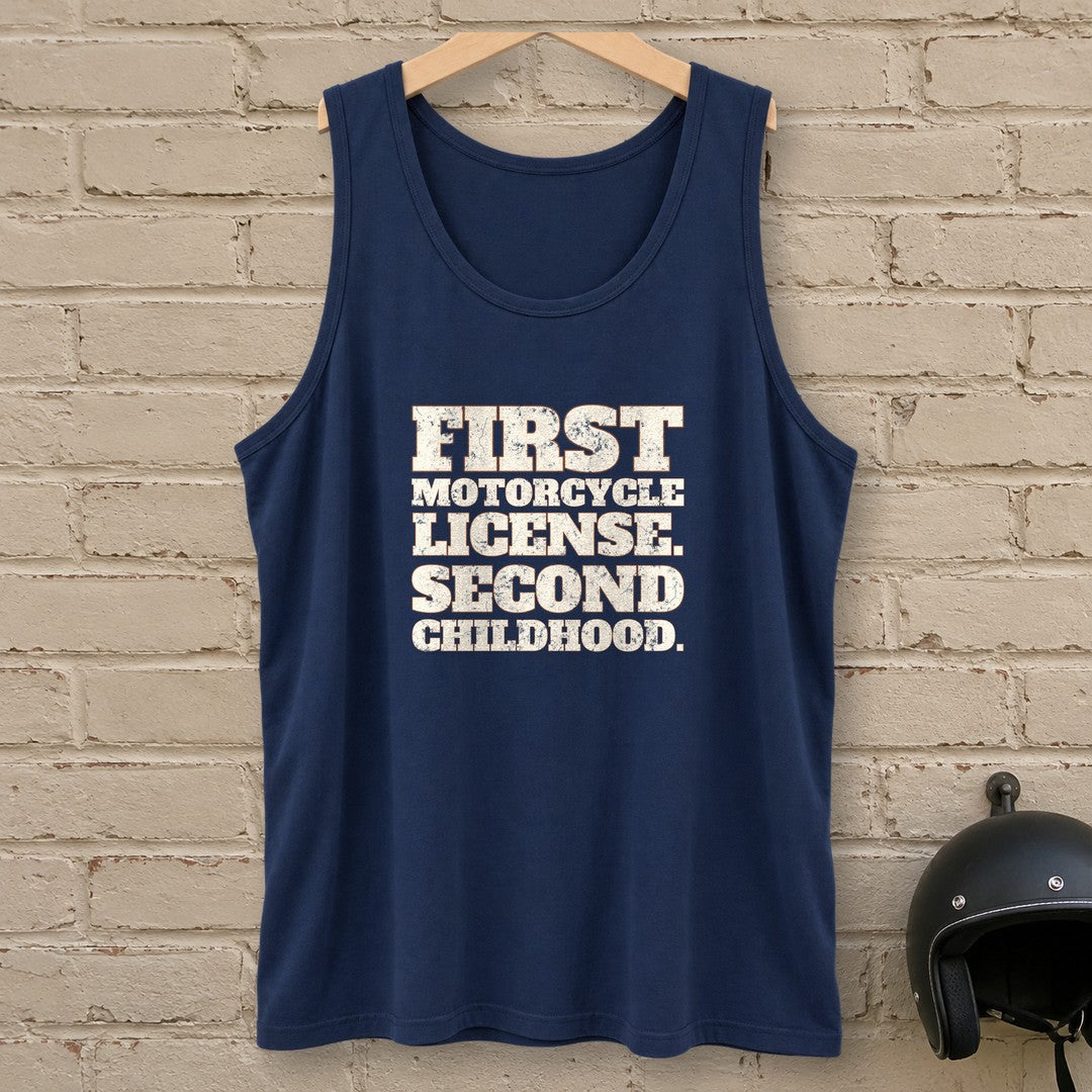 Second Childhood Tank Top - Navy - brick