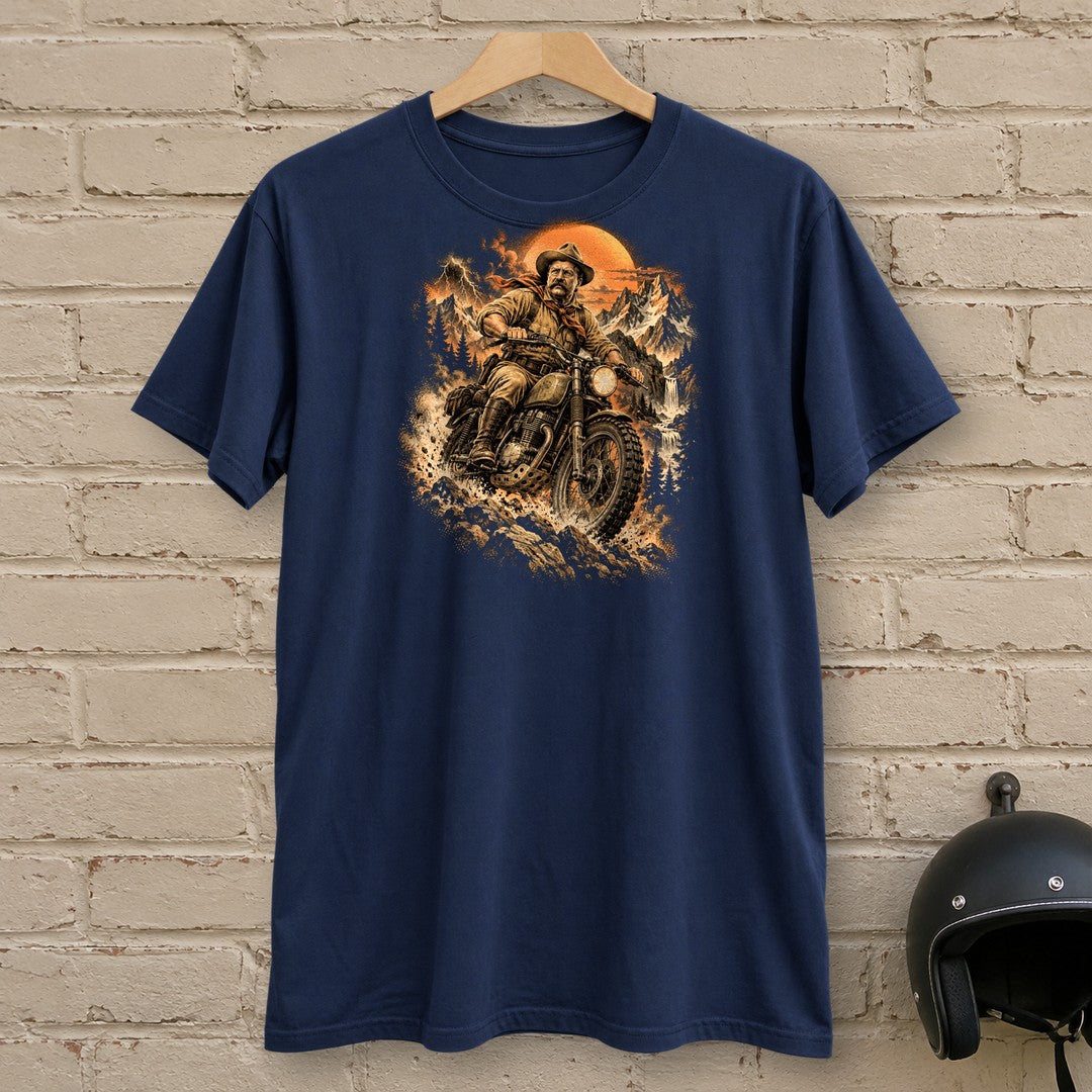 Theodore Roosevelt Mountain Trail T-Shirt - Navy - brick