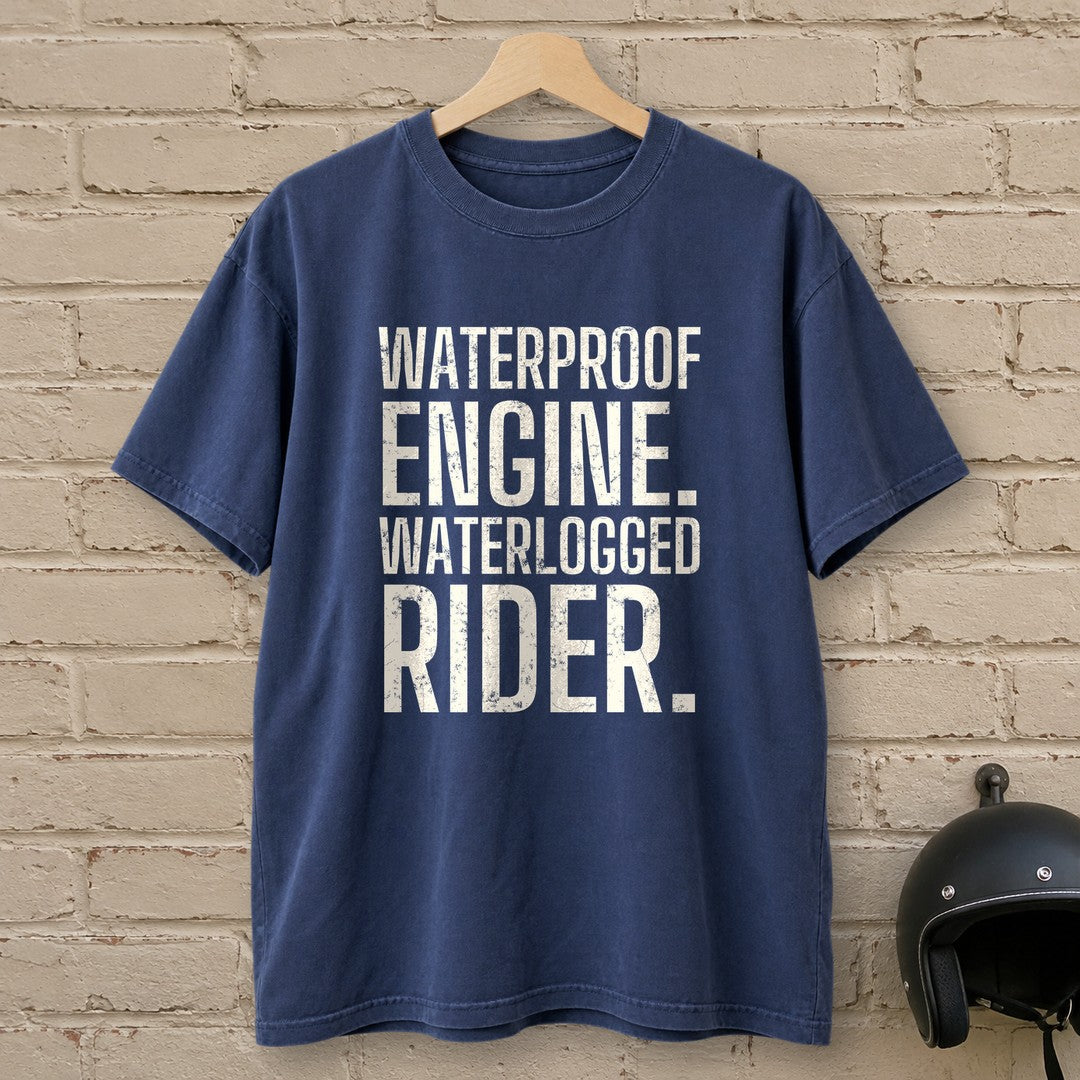 Waterlogged Rider Premium T-Shirt - Navy - brick