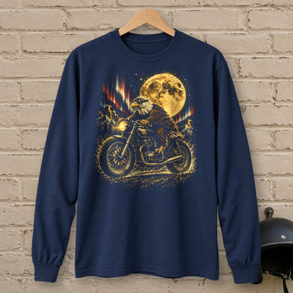 Moonlight Eagle Rider Long Sleeve T-Shirt - Navy - brick
