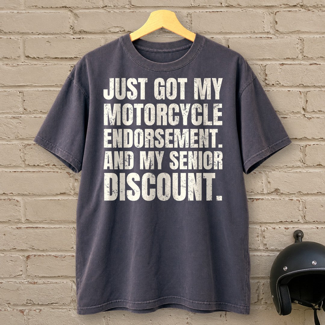 Senior Discount Rider Premium T-Shirt - Navy - brick