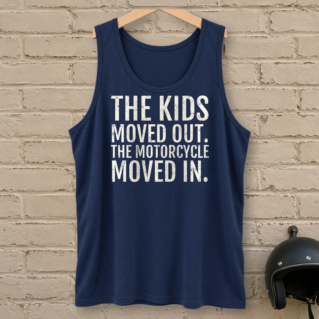 Kids Moved Out Tank Top - Navy - brick