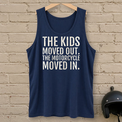 Kids Moved Out Tank Top - Navy - brick