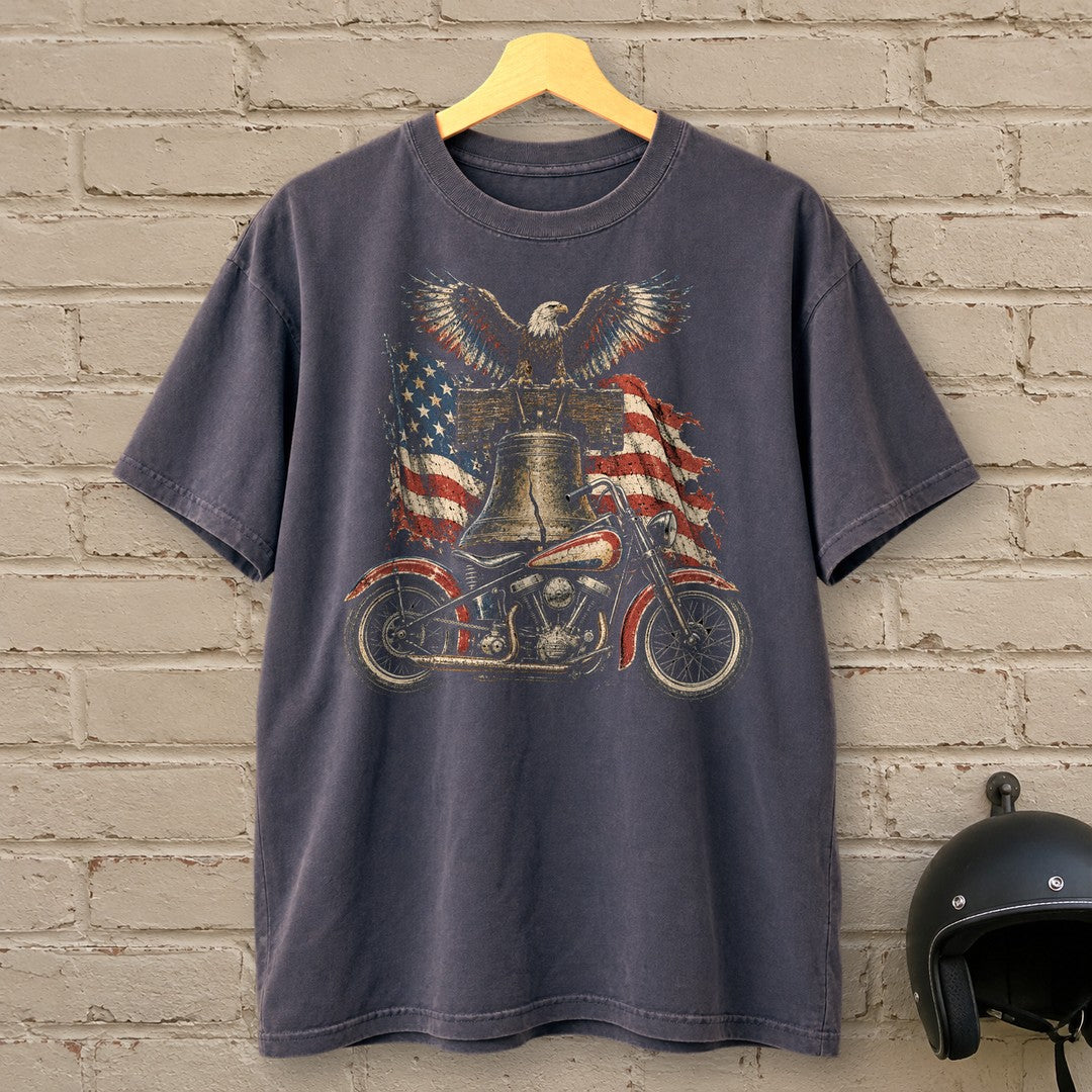Liberty Bell Ride Premium T-Shirt - Navy - brick