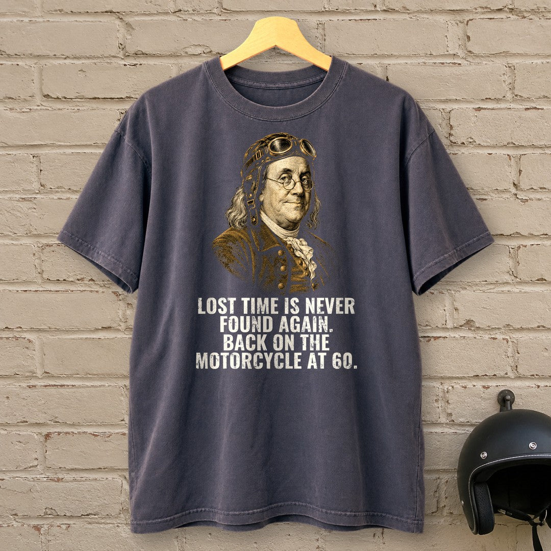 Benjamin Franklin Back On At 60 Premium T-Shirt - Navy - brick