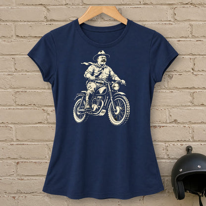 Theodore Roosevelt Laughing Scrambler Women's T-Shirt - Navy - brick