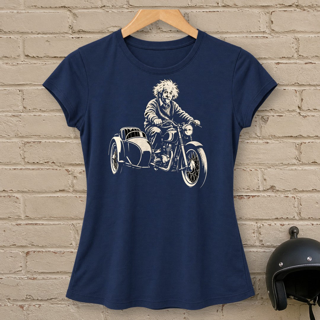 Albert Einstein Sidecar Women's T-Shirt - Navy - brick