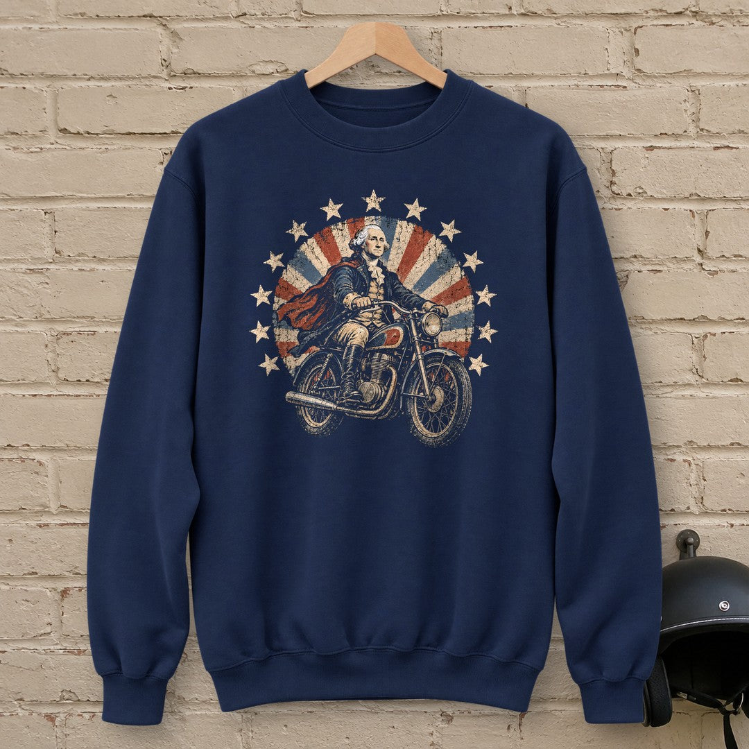 George Washington Starburst Ride Crewneck Sweatshirt - Navy - brick