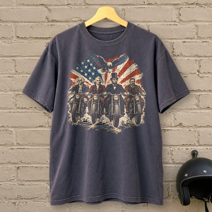 G. Washington, T. Jefferson, A. Lincoln & T. Roosevelt Ride Premium T-Shirt - Navy - brick
