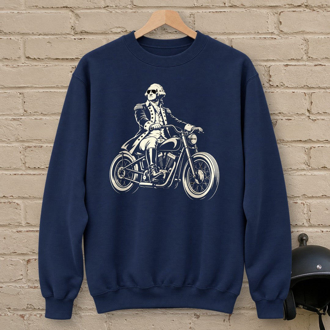 George Washington Bobber Shades Crewneck Sweatshirt - Navy - brick