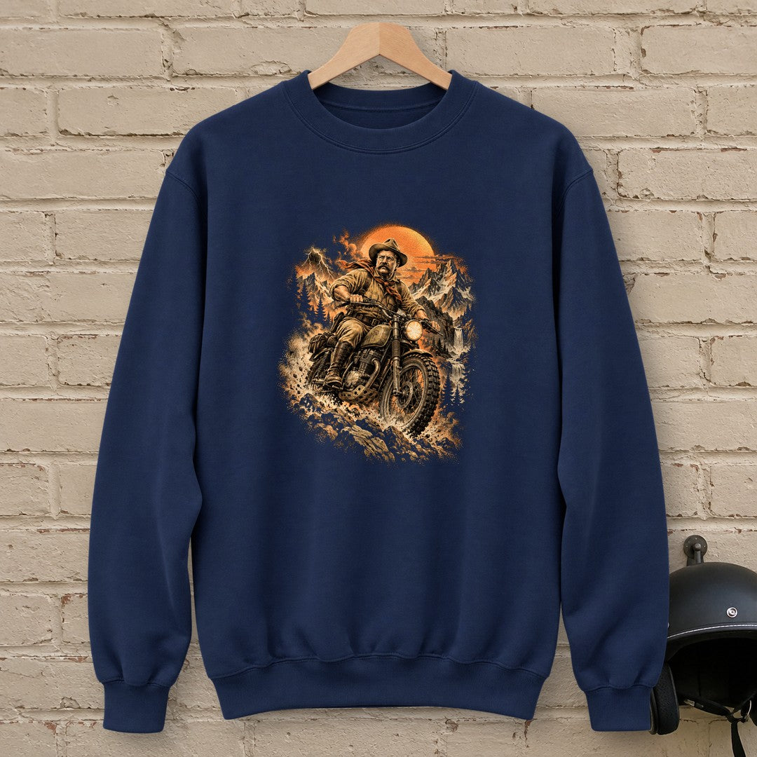 Theodore Roosevelt Mountain Trail Crewneck Sweatshirt - Navy - brick