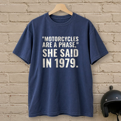 Motorcycles Are A Phase Premium T-Shirt - Navy - brick